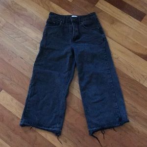 black straight leg, wide jeans